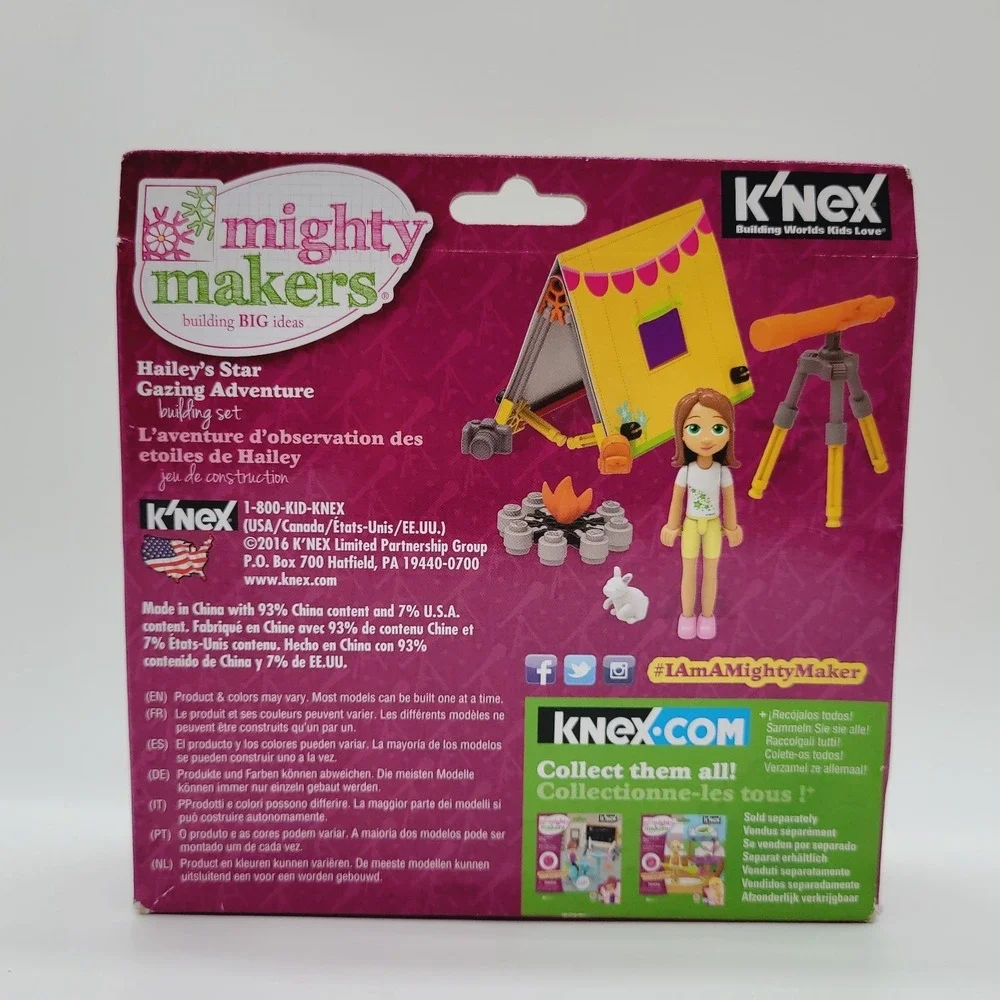 2016 K'nex Mighty Makers Hailey's Stargazing Adventure Playset Camping 49pc Set